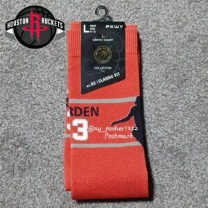 NBA 𝗣𝗞𝗪𝗬 Houston Rockets Hi Wire James Harden #13 "The Beard" Socks L Red
